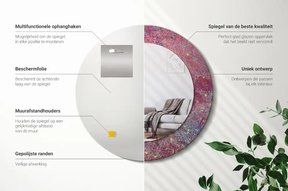 Rund spegel med tryckt Festival av färger