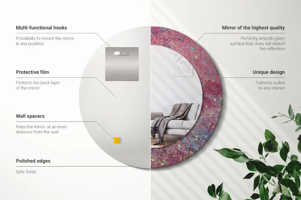 Rund spegel med tryckt Festival av färger