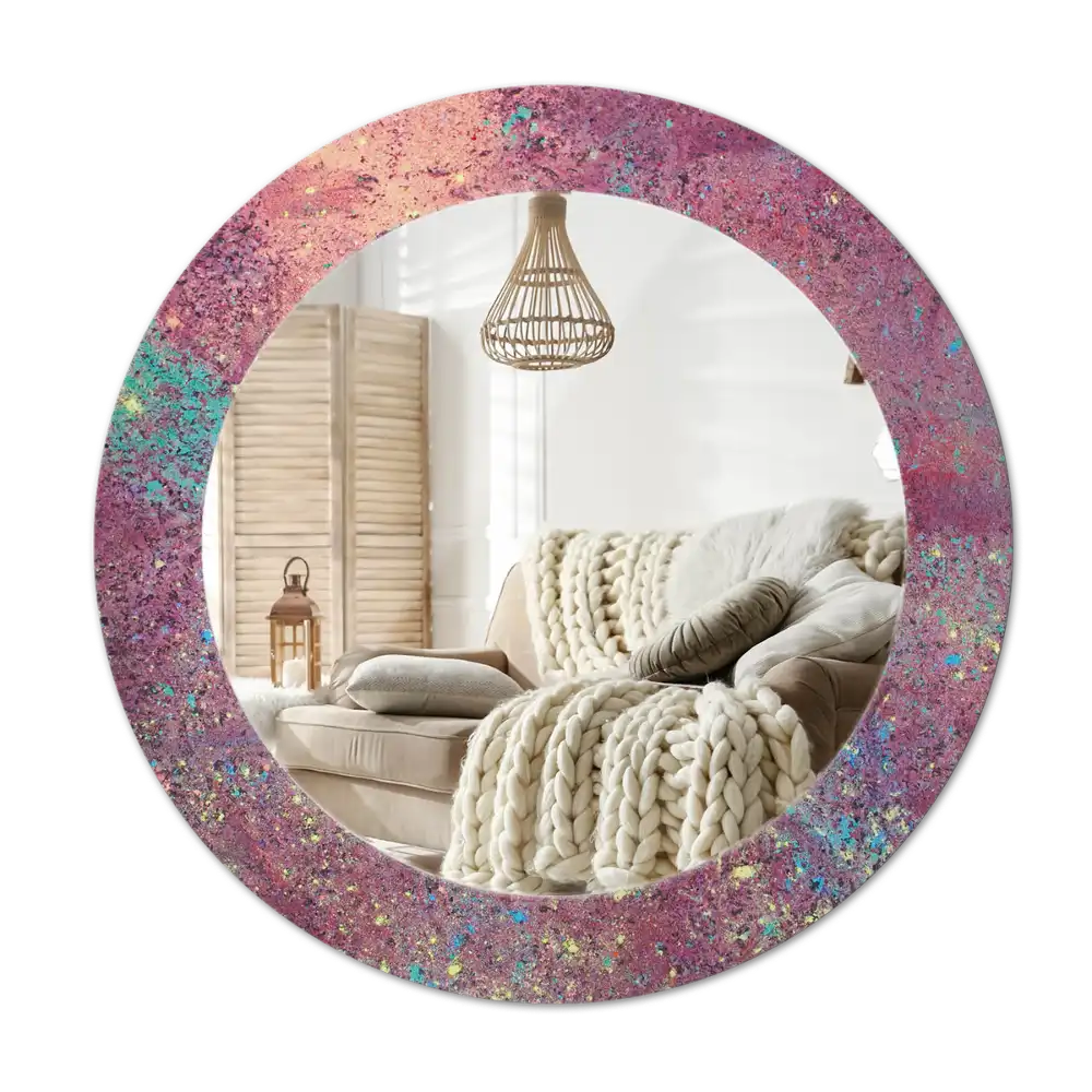 Rund spegel med tryckt Festival av färger