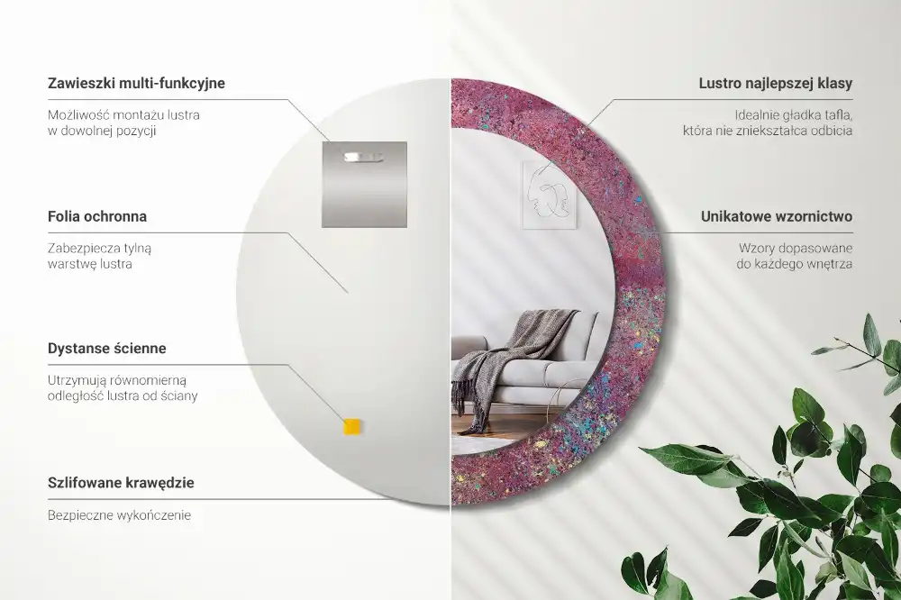 Rund spegel med tryckt Festival av färger