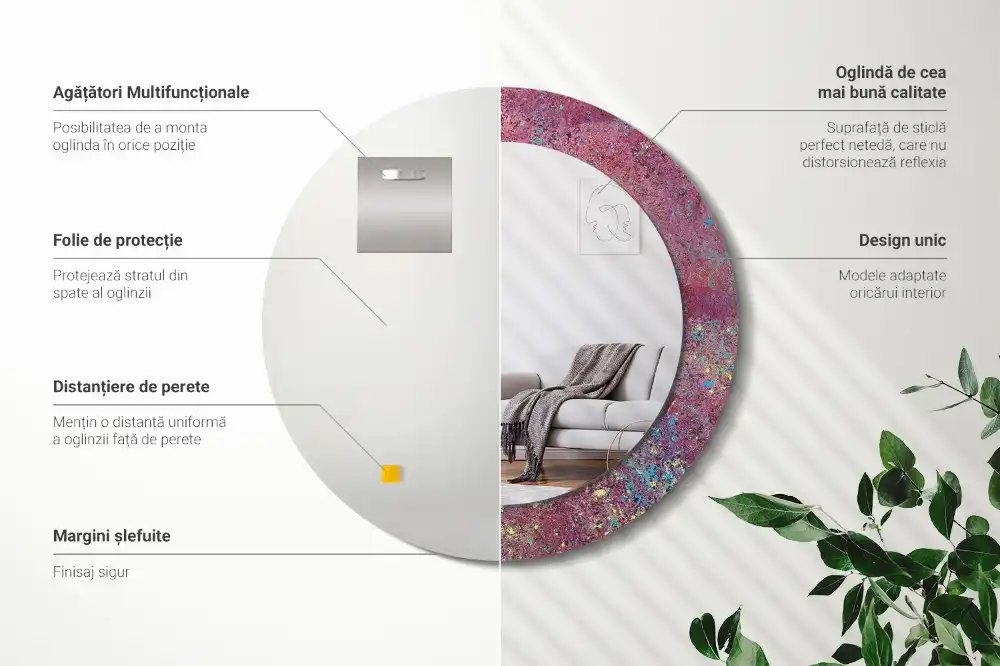 Rund spegel med tryckt Festival av färger