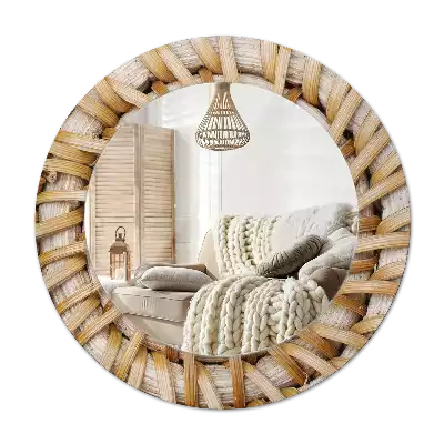 Rond spegel med tryckt ram Fläta