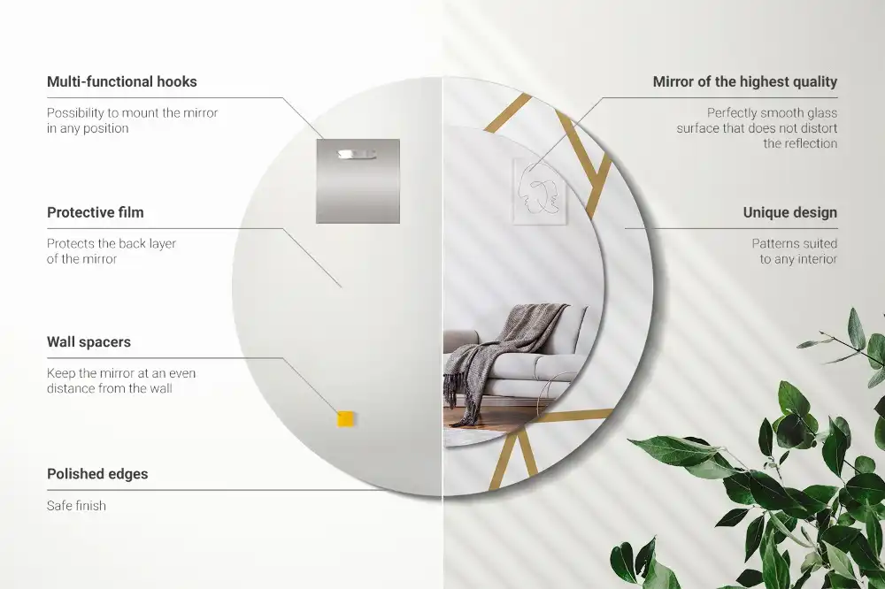 Rund spegel med tryckt Linjär sammansättning