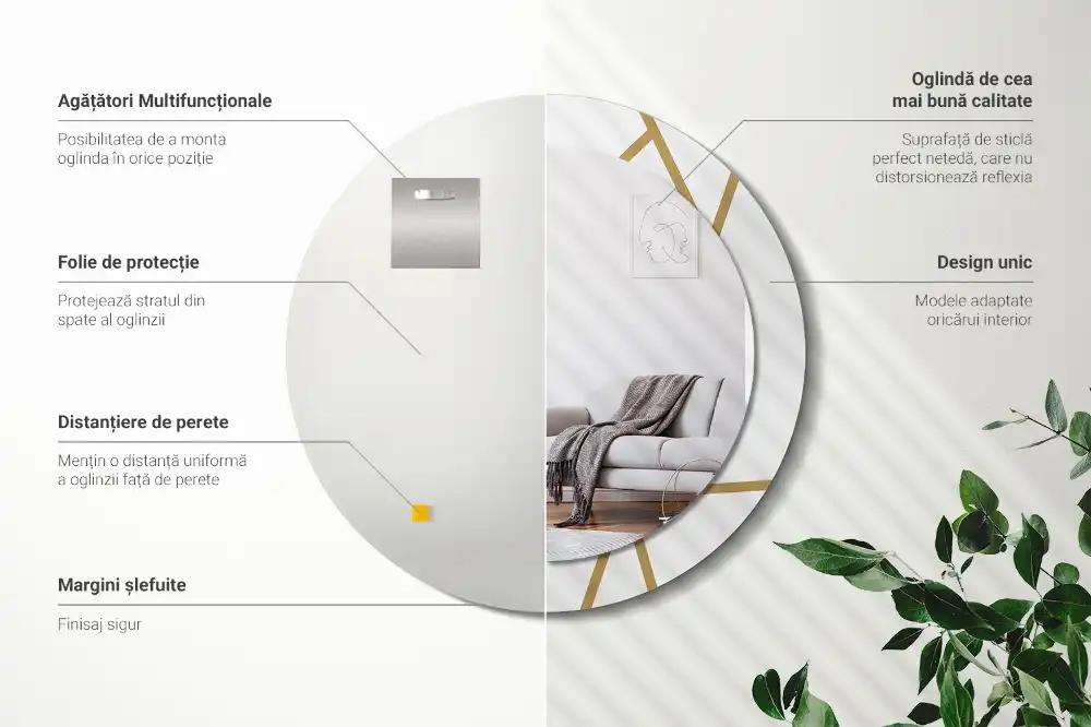 Rund spegel med tryckt Linjär sammansättning