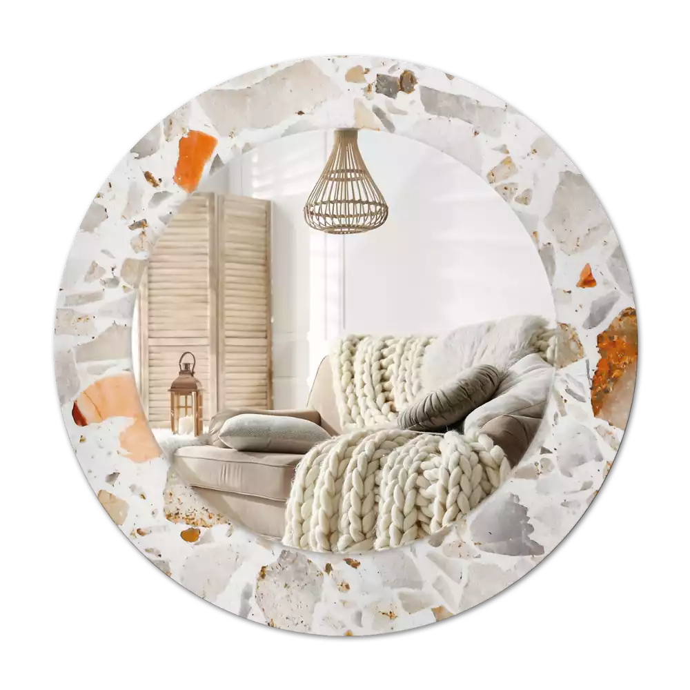 Rond spegel med tryckt ram Terrazzo stil