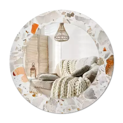 Rond spegel med tryckt ram Terrazzo stil