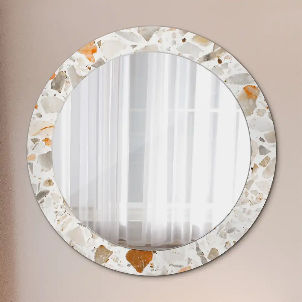 Rund spegel med tryckt ram Terrazzo stil