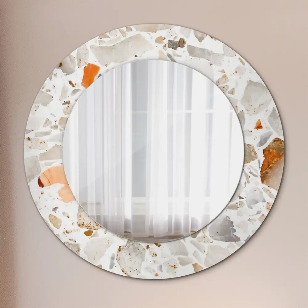 Rund spegel med tryckt ram Terrazzo stil