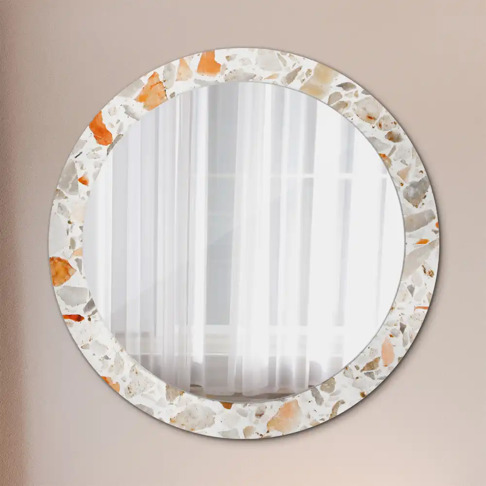 Rund spegel med tryckt ram Terrazzo stil