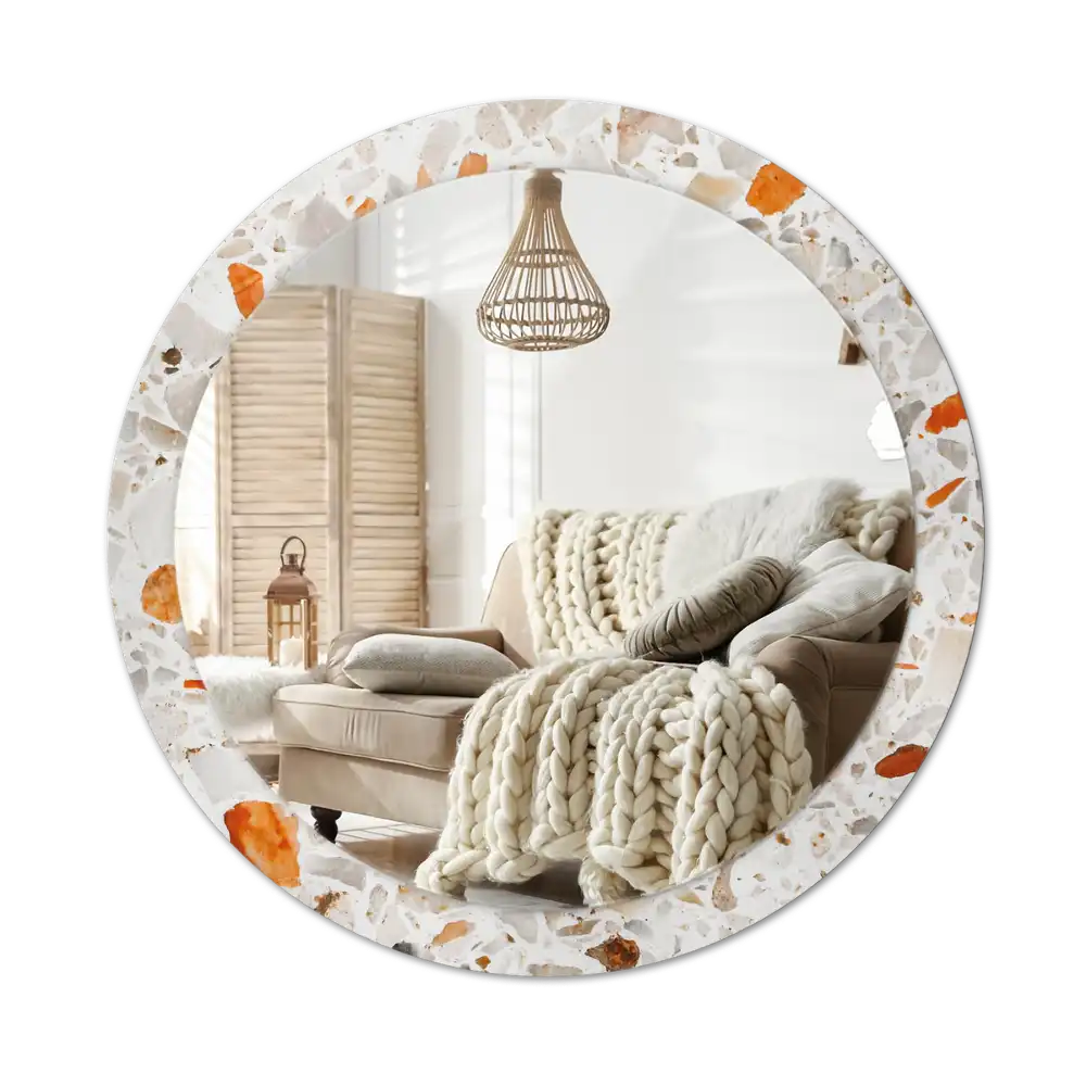 Rund spegel med tryckt ram Terrazzo stil
