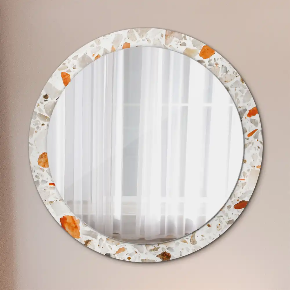 Rund spegel med tryckt ram Terrazzo stil