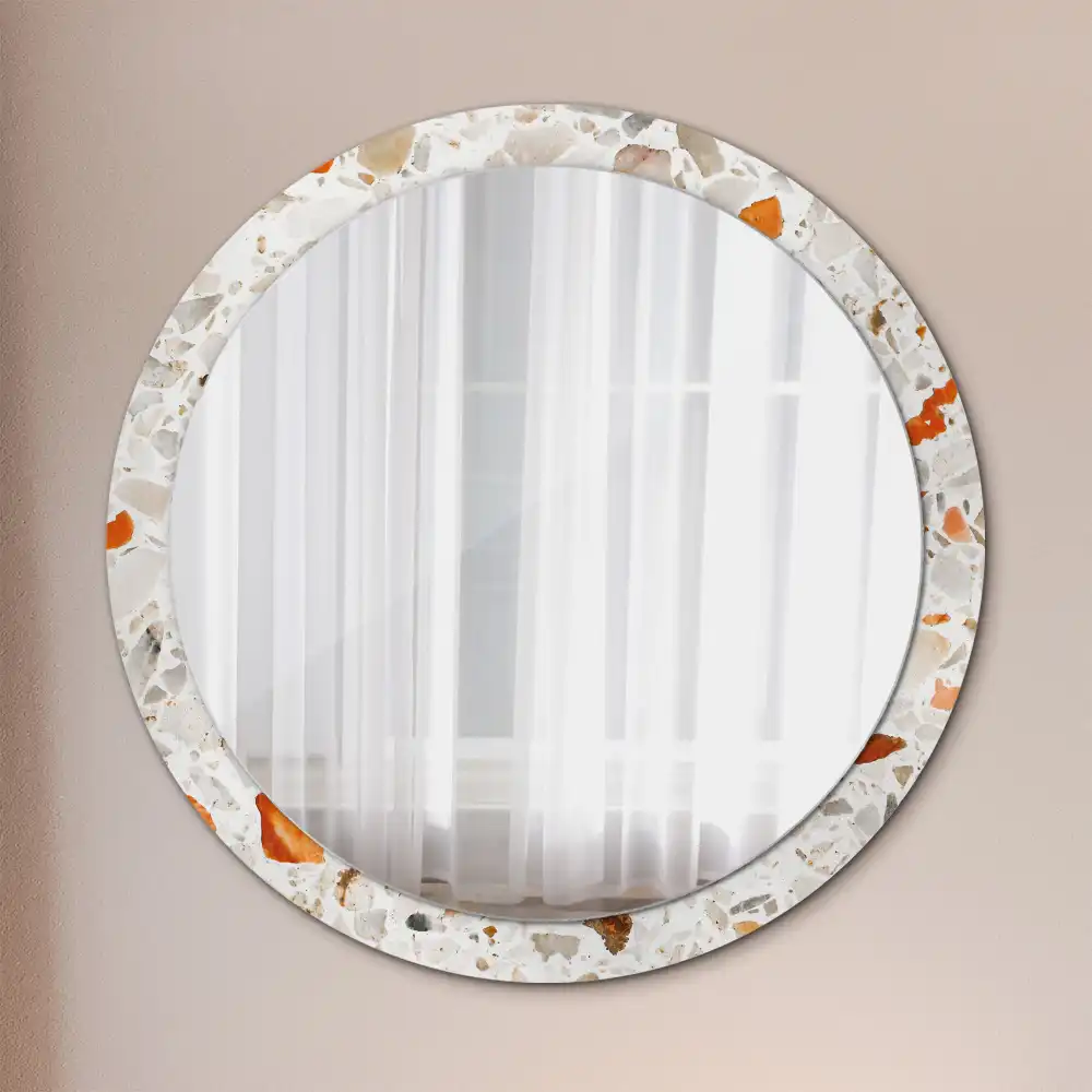 Rund spegel med tryckt ram Terrazzo stil