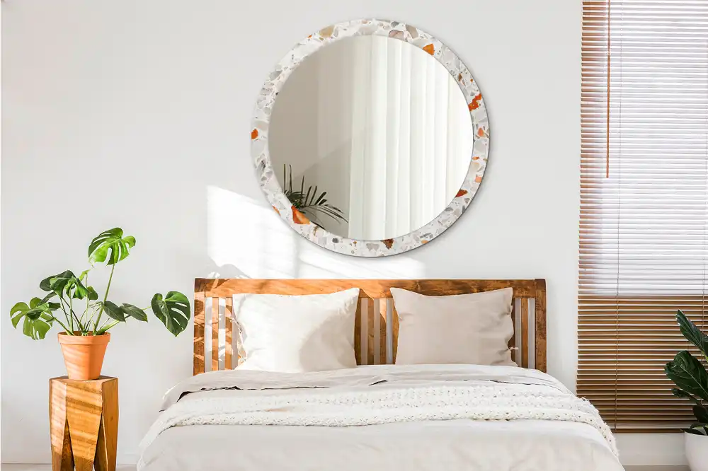 Rund spegel med tryckt ram Terrazzo stil