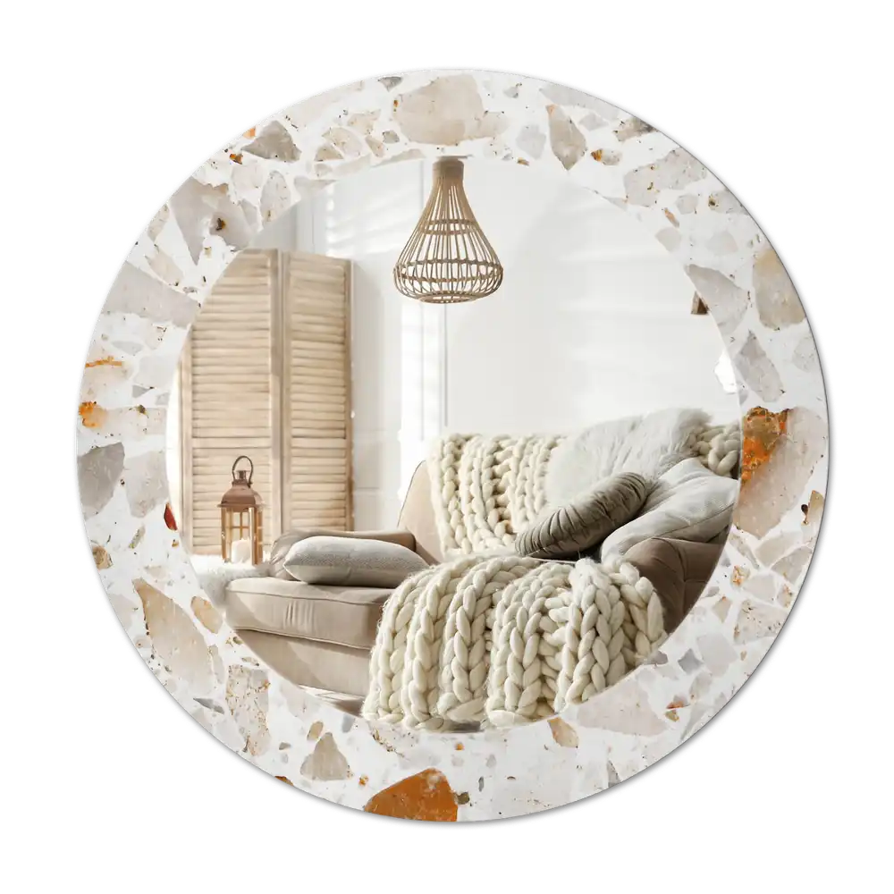 Rund spegel med tryckt ram Terrazzo stil