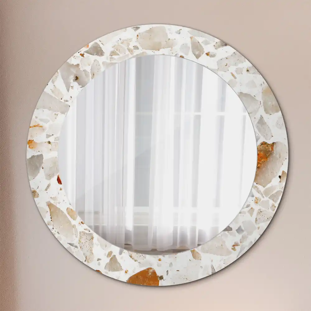 Rund spegel med tryckt ram Terrazzo stil