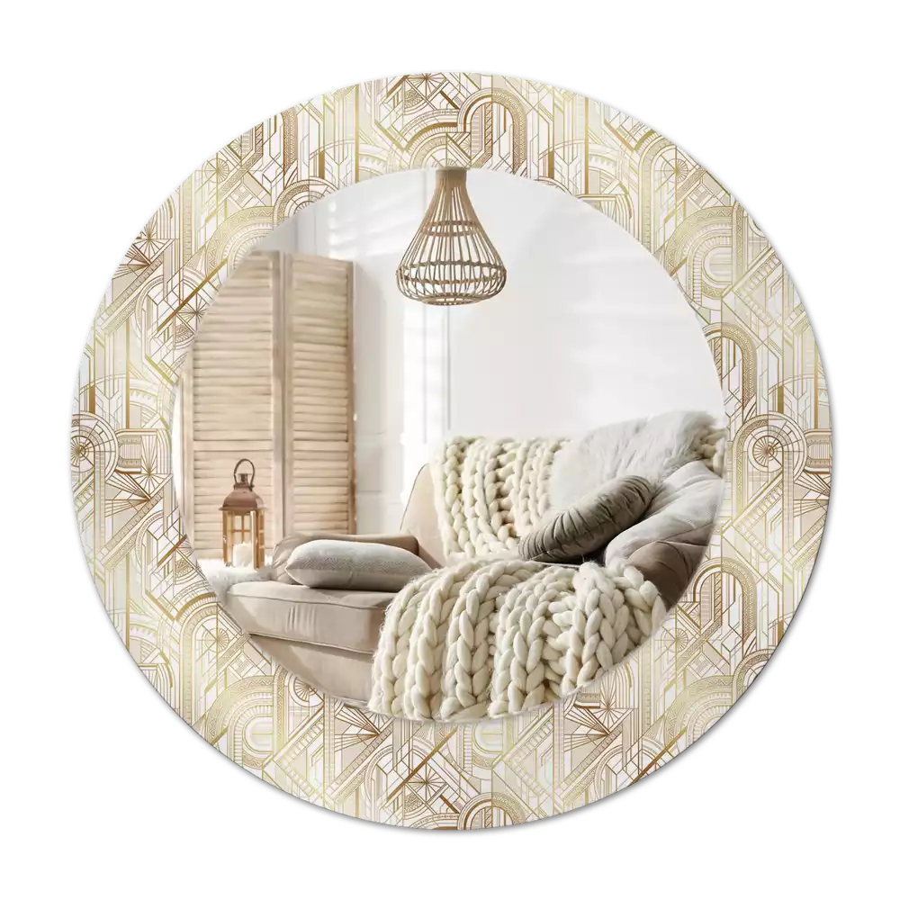Rond spegel med tryckt ram Art déco-komposition