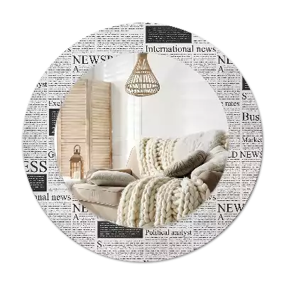 Rund spegel med tryckt Tidningar