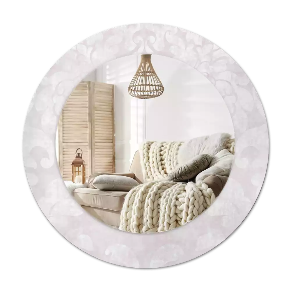 Rund spegel med tryckt ram Rokoko konsistens