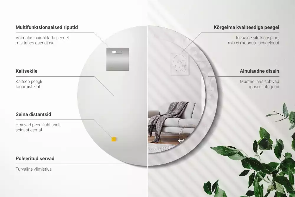 Rund spegel med tryckt ram Rokoko konsistens