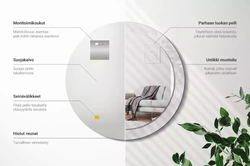 Rund spegel med tryckt ram Rokoko konsistens