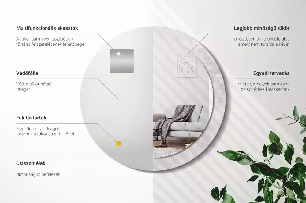 Rund spegel med tryckt ram Rokoko konsistens