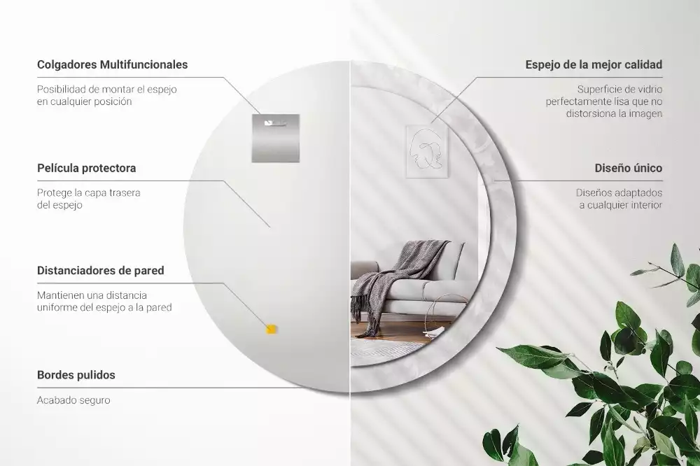 Rund spegel med tryckt ram Rokoko konsistens