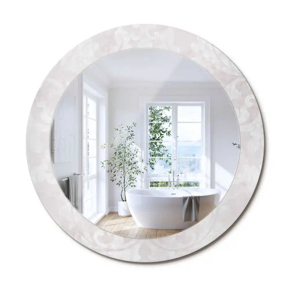 Rund spegel med tryckt ram Rokoko konsistens