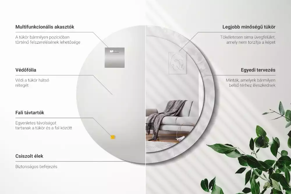 Rund spegel med tryckt ram Rokoko konsistens