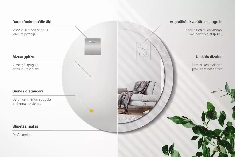 Rund spegel med tryckt ram Rokoko konsistens