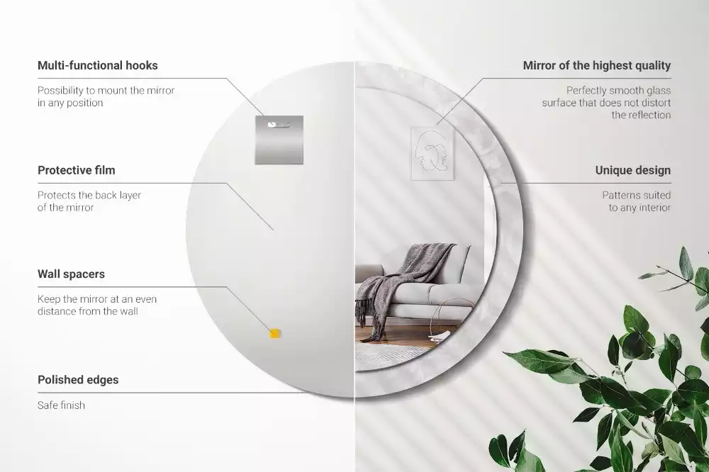 Rund spegel med tryckt ram Rokoko konsistens