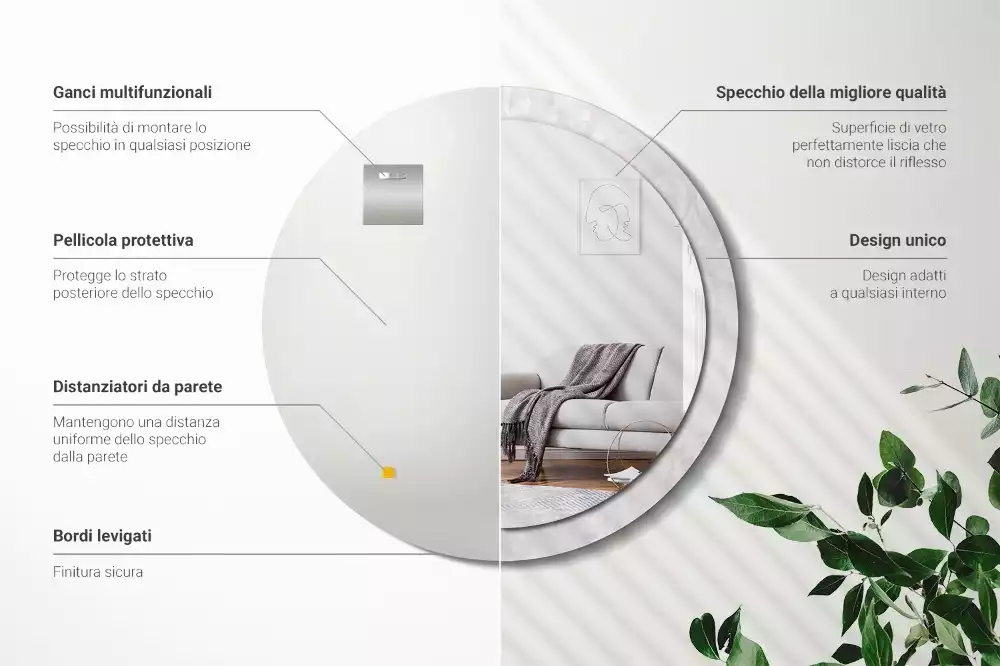 Rund spegel med tryckt ram Rokoko konsistens