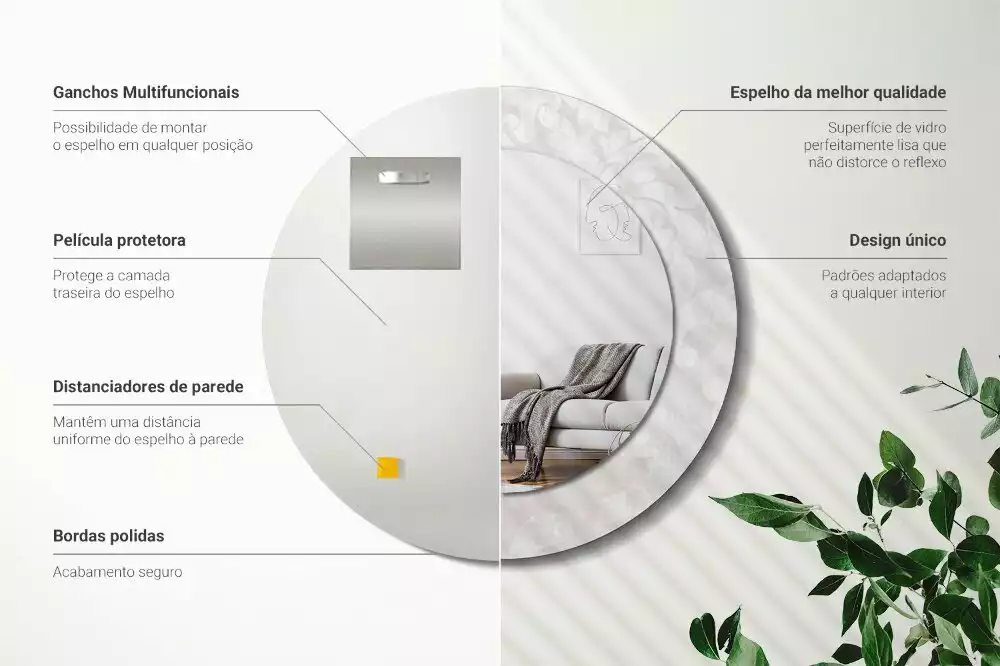 Rund spegel med tryckt ram Rokoko konsistens