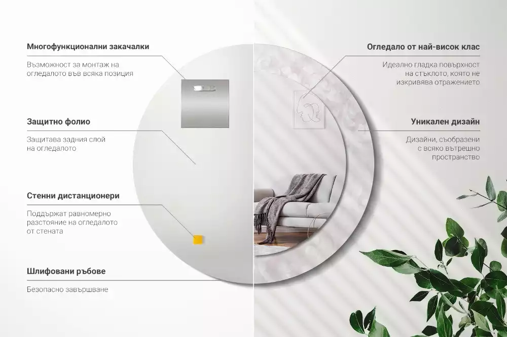 Rund spegel med tryckt ram Rokoko konsistens