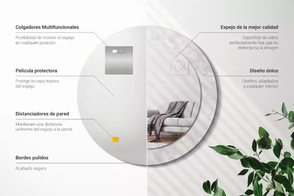 Rund spegel med tryckt ram Rokoko konsistens