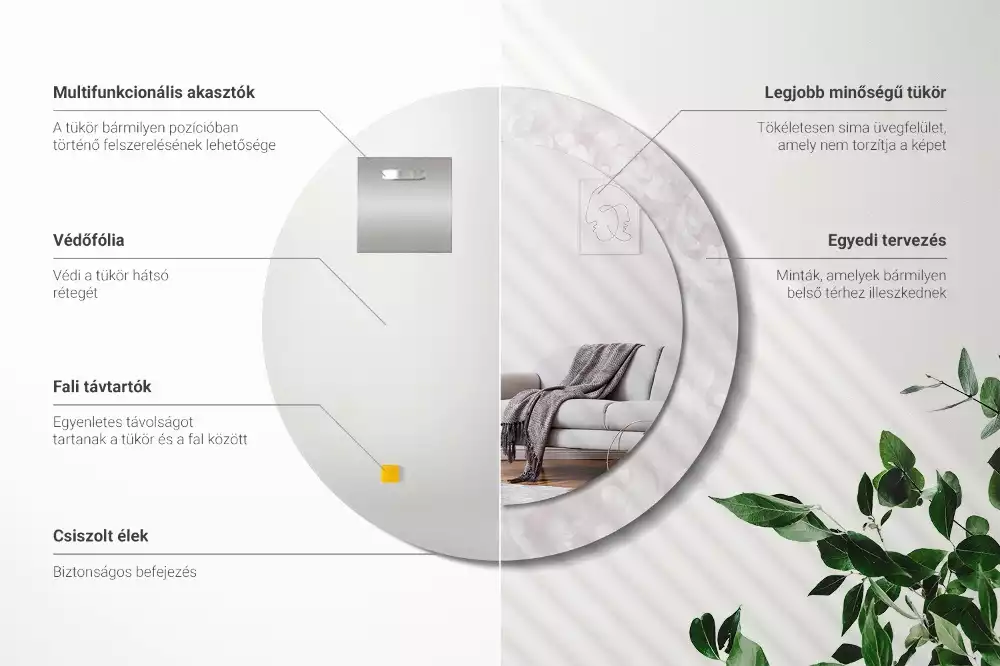 Rund spegel med tryckt ram Rokoko konsistens