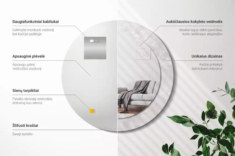 Rund spegel med tryckt ram Rokoko konsistens