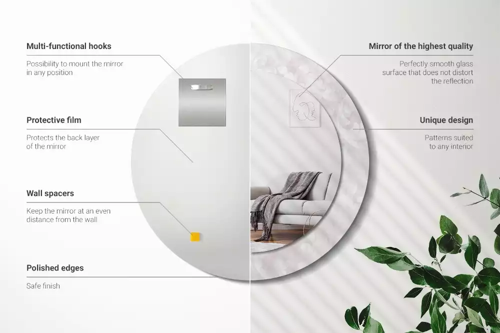 Rund spegel med tryckt ram Rokoko konsistens