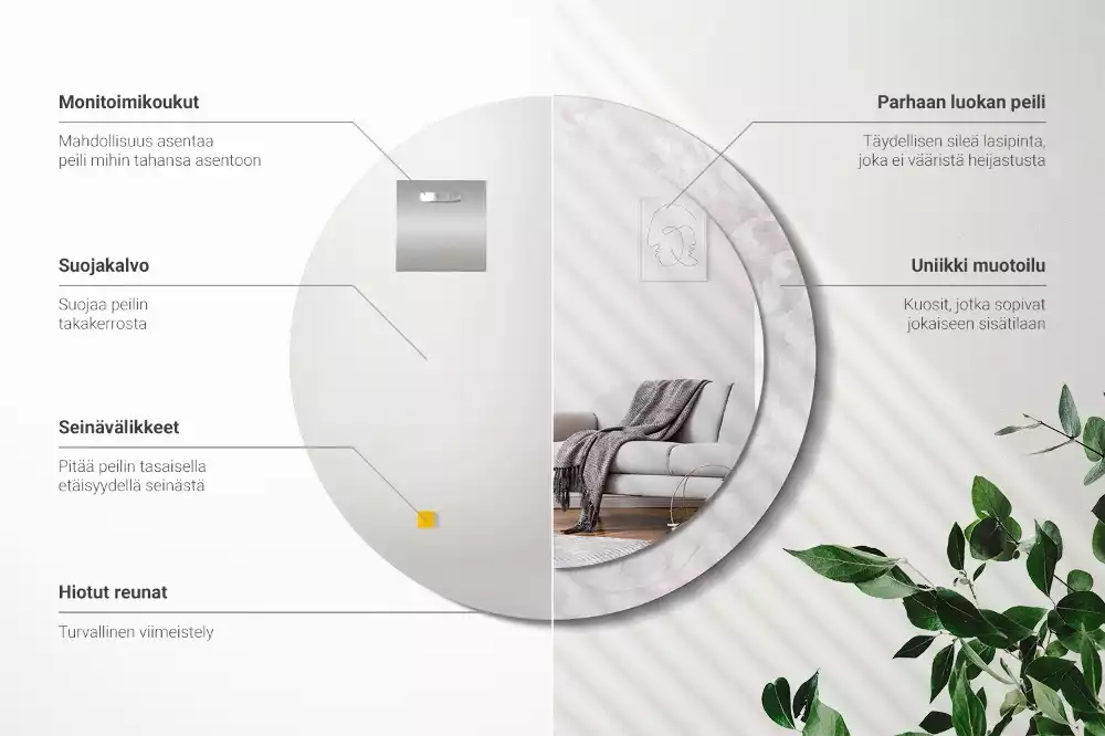 Rund spegel med tryckt ram Rokoko konsistens