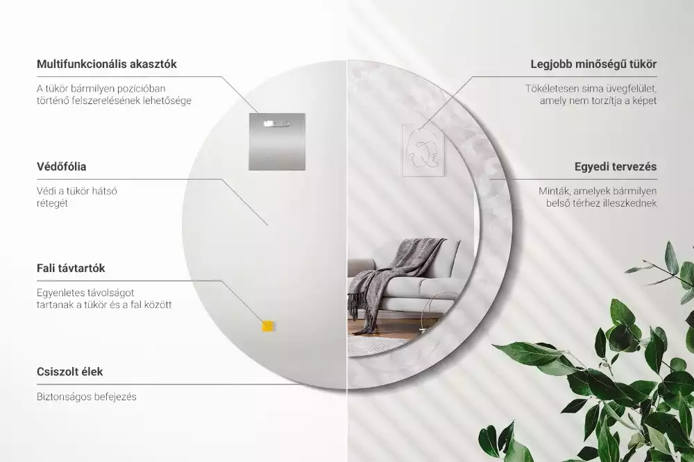 Rund spegel med tryckt ram Rokoko konsistens