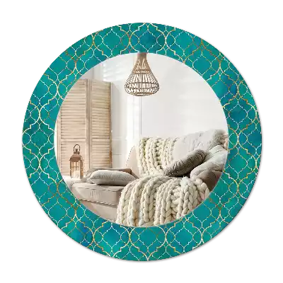 Rond spegel med tryckt ram Färgkomposition