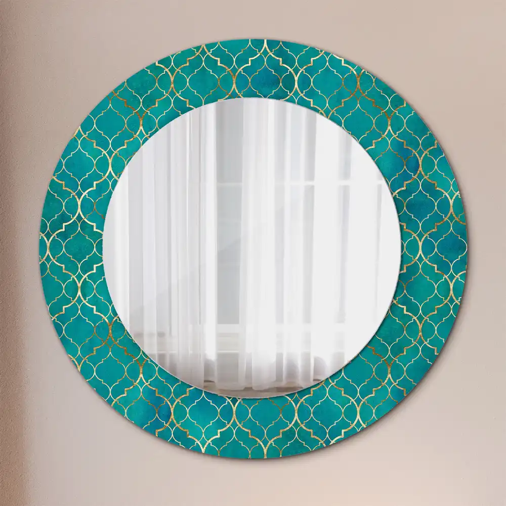 Rund spegel med tryckt ram Färgkomposition