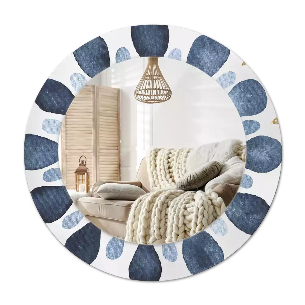 Rund spegel med tryckt Månens mandala