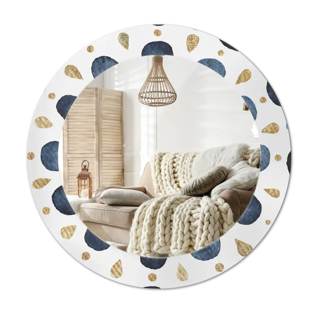 Rund spegel med tryckt Månens mandala