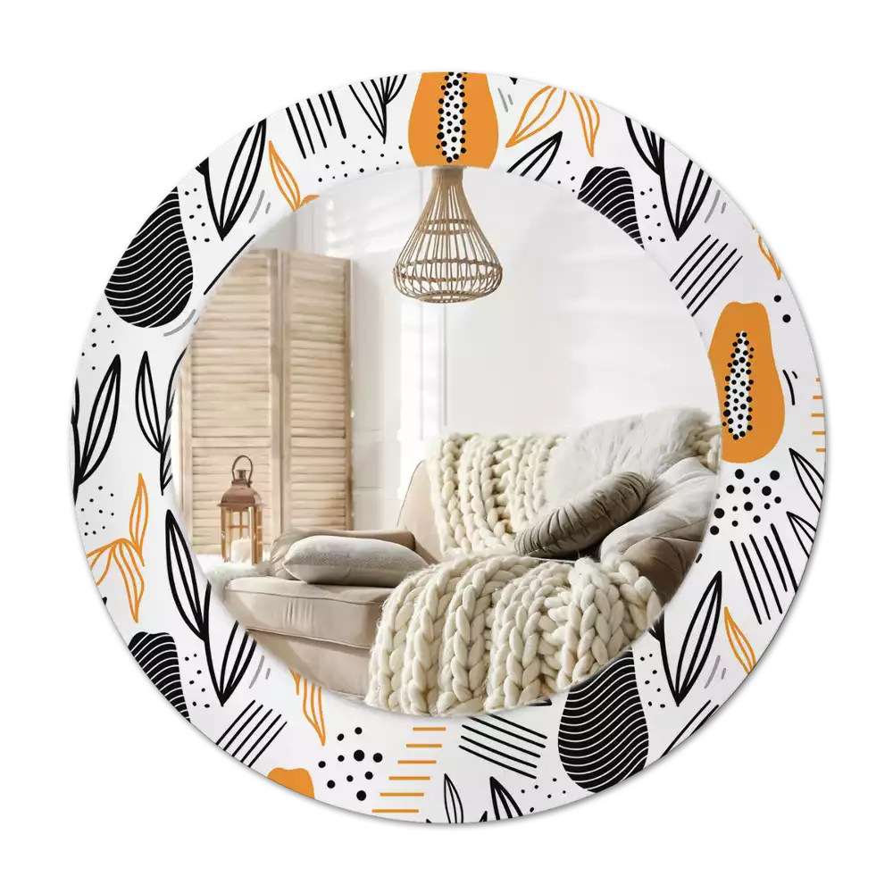 Rund spegel med tryckt Papaya