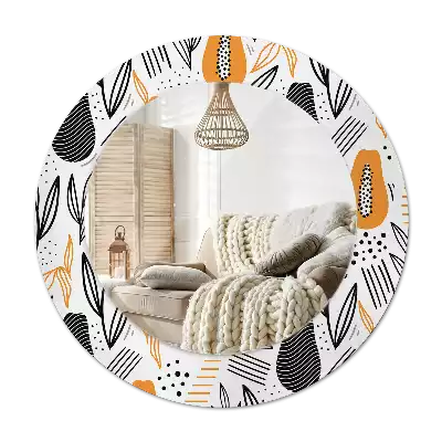 Rund spegel med tryckt Papaya