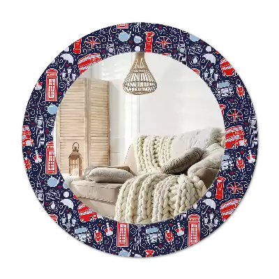 Rund spegel med tryckt London