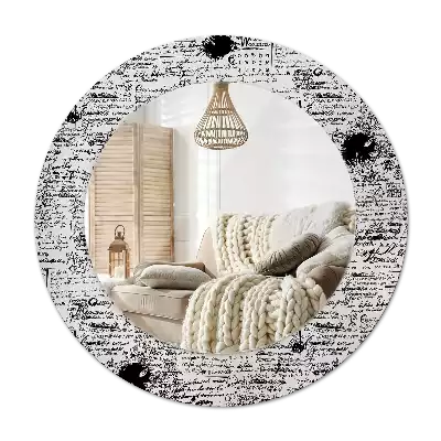 Rund spegel med tryckt ram Klotter