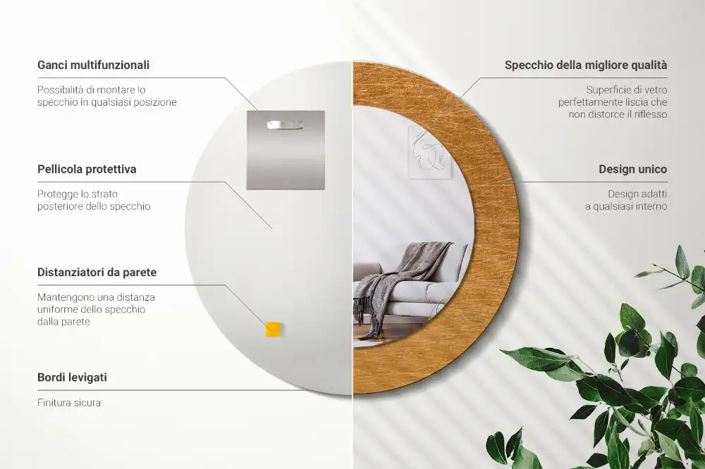 Rund spegel med tryckt Vintage loft stil