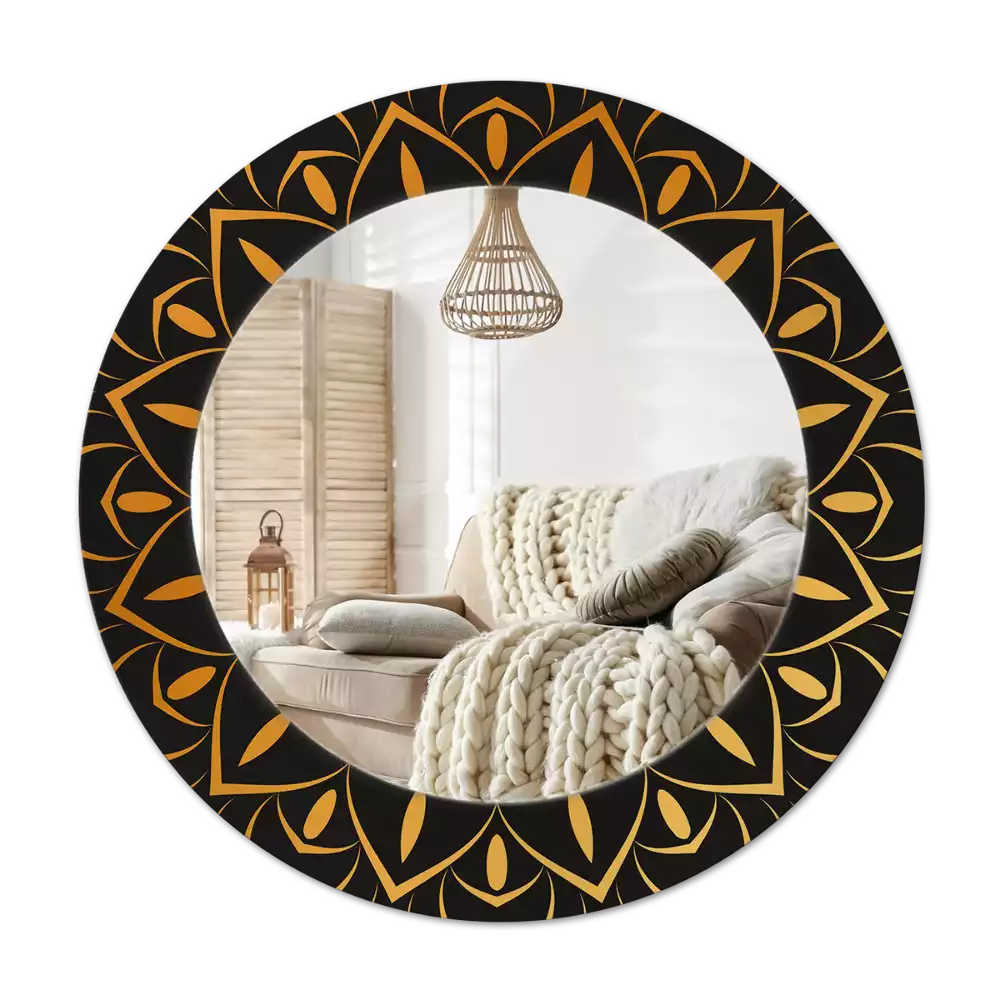 Rund spegel med tryckt Mandala