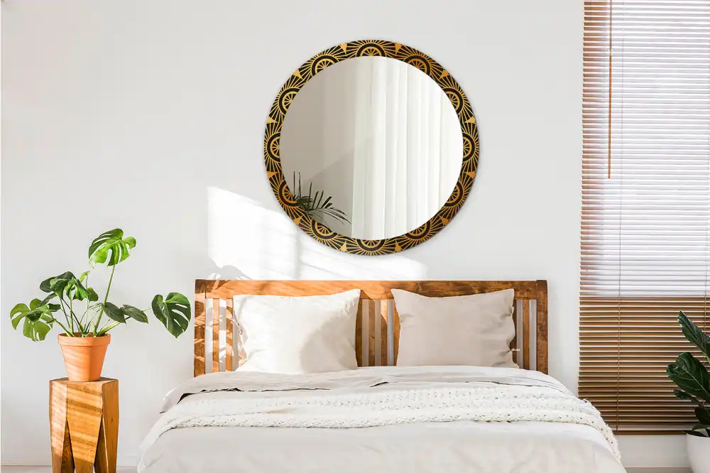 Rund spegel med tryckt Mandala